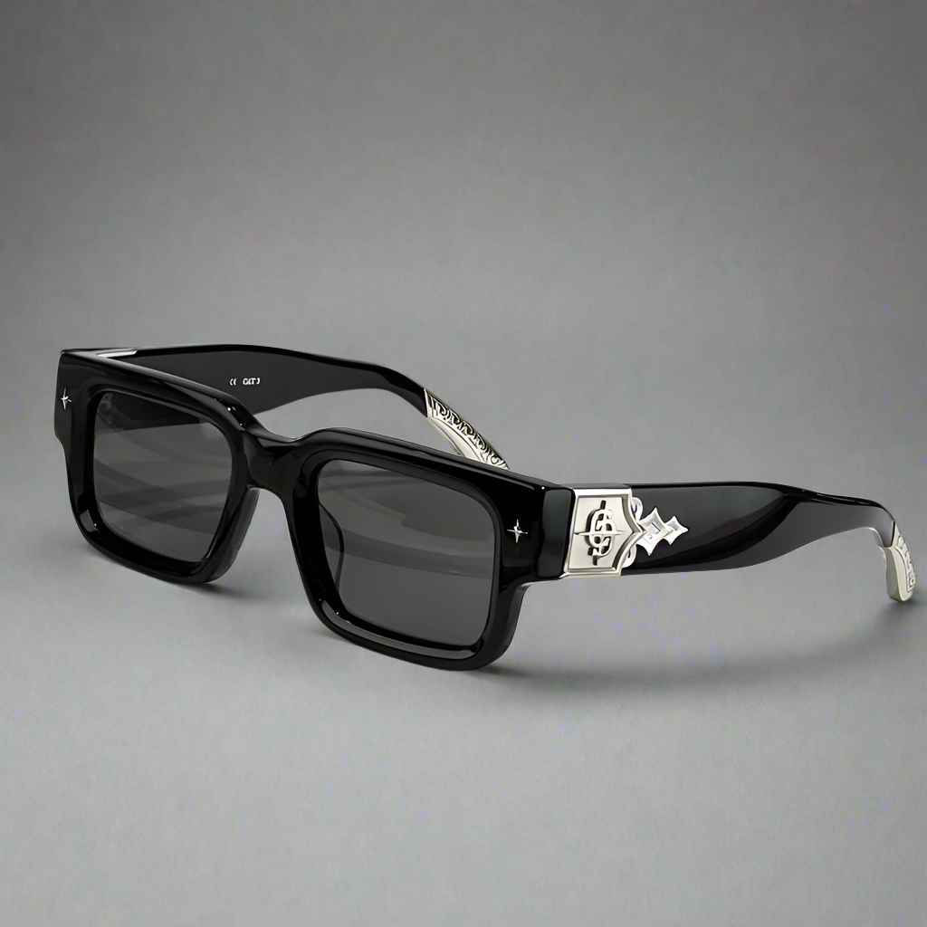 Getaway jet black thick acetatе high‑street shades luxury eyewear