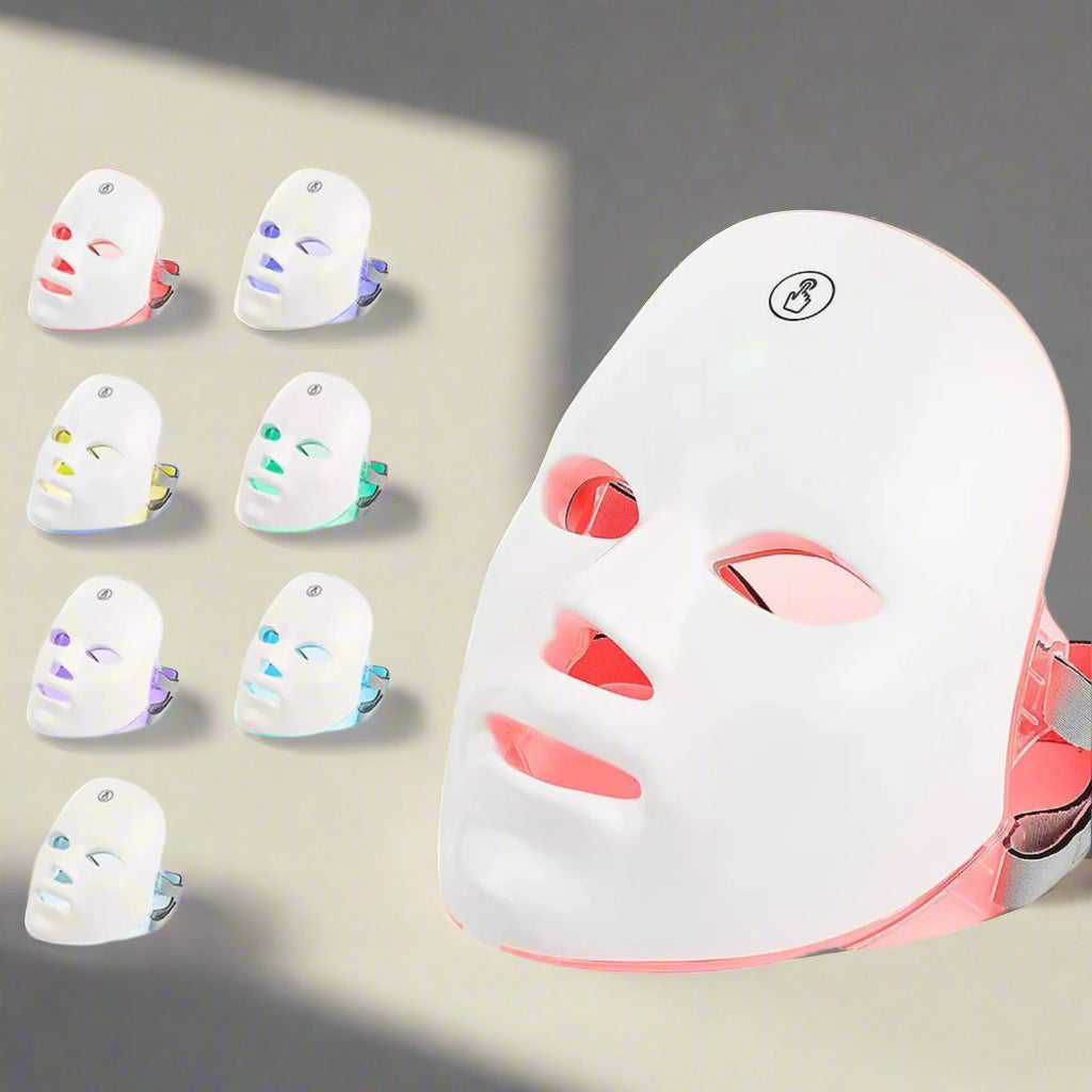 Chargeable 7 Color LED facial & neck light therapy mask anti lifting & whitening,h