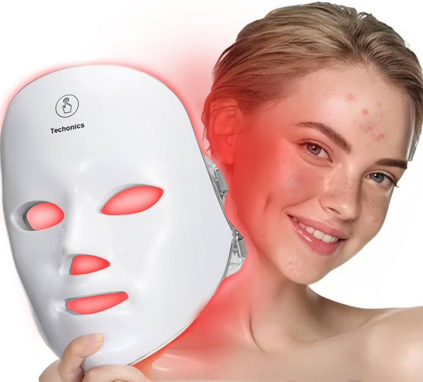 Chargeable 7 Color LED facial & neck light therapy mask anti lifting & whitening,t
