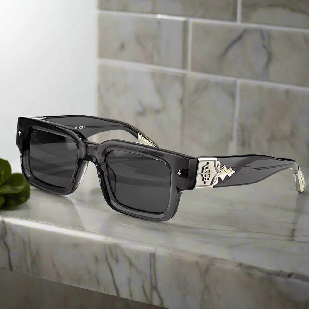 Getaway jet black thick acetatе high‑street shades luxury eyewear