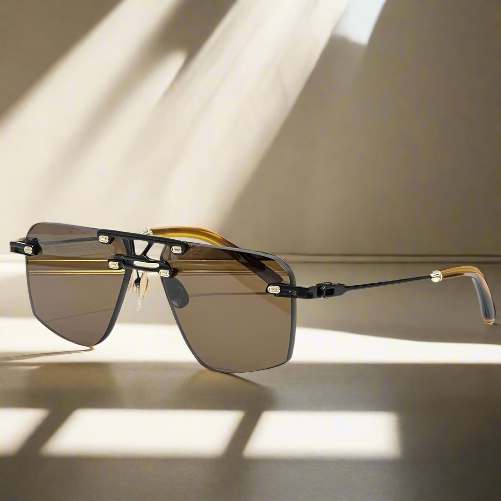 Luxury rimless polygon sunglasses – high street unisex eyewear