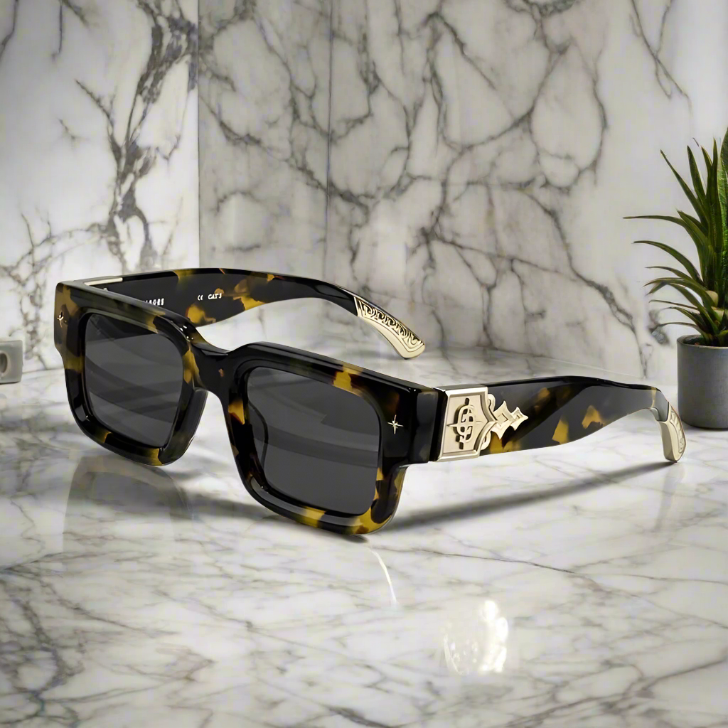 Getaway jet black thick acetatе high‑street shades luxury eyewear