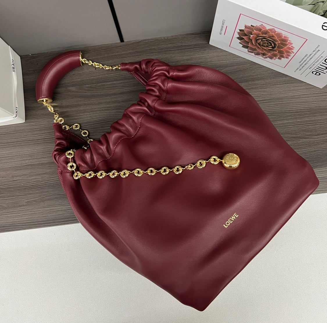 Luxury split leather designer shoulder,Loewe bag for girls