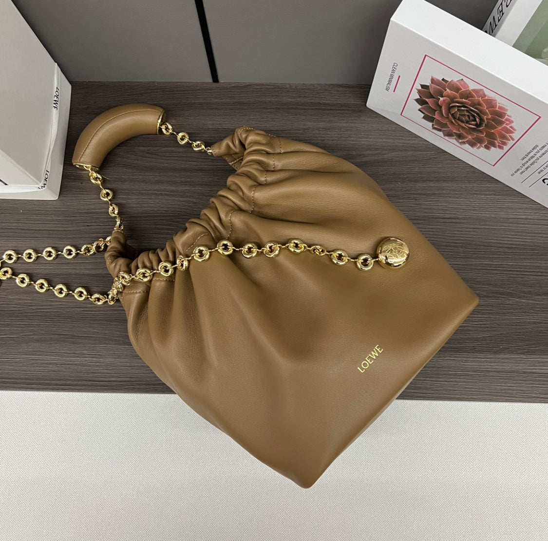 Luxury split leather designer shoulder,Loewe bag for girls