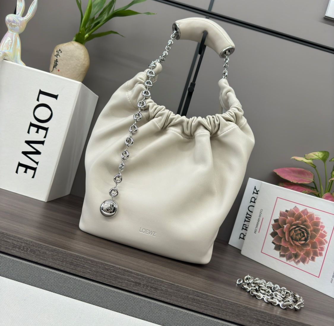 Luxury split leather designer shoulder,Loewe bag for girls