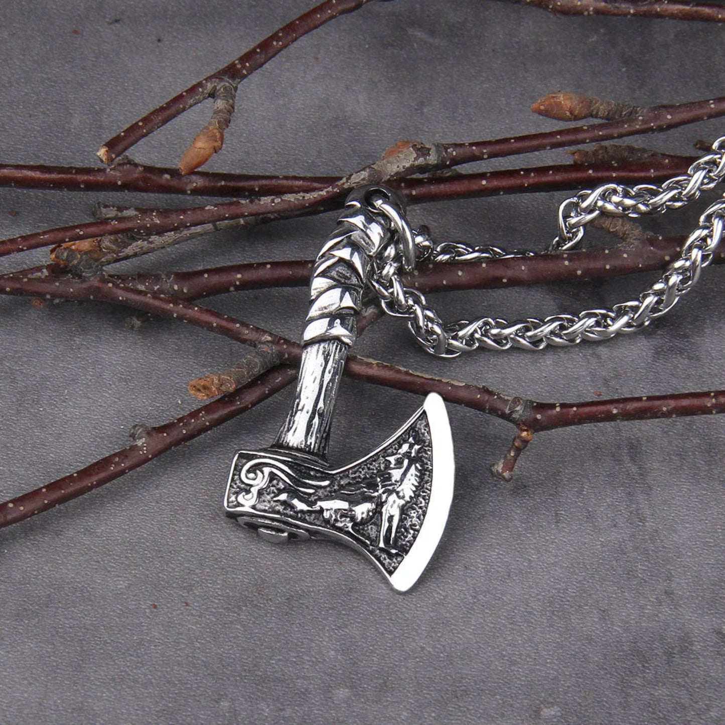 Never fade wolf and raven slavic wild amulet talisman viking necklace, norse turkish jewelry,h