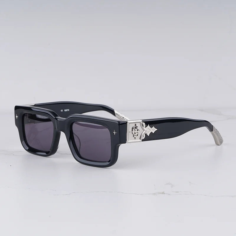 Getaway jet black thick acetatе high‑street shades luxury eyewear