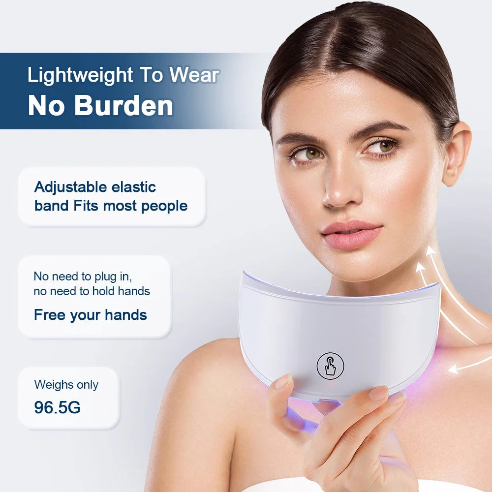 Chargeable 7 Color LED facial & neck light therapy mask anti lifting & whitening