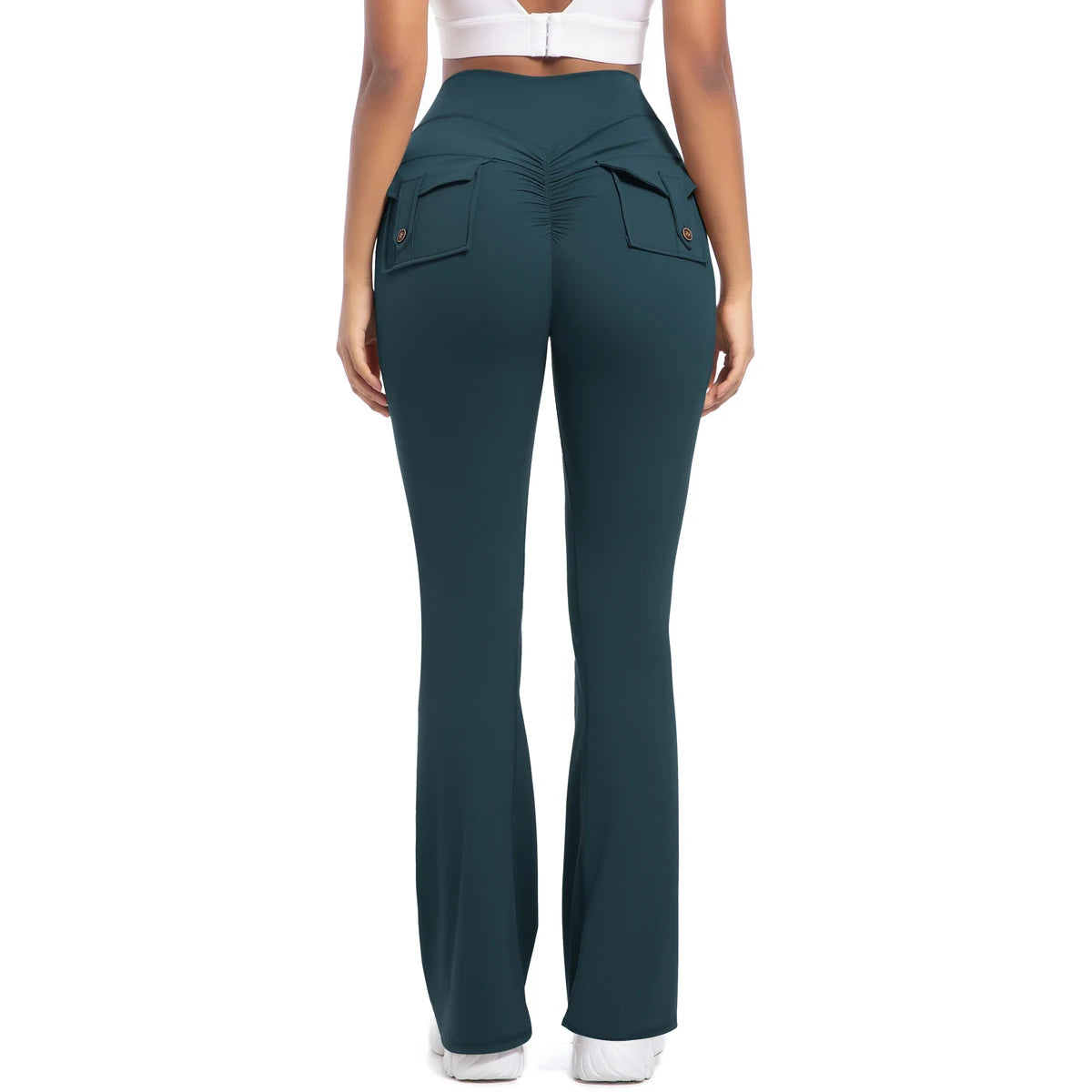 Women Flare pocket leggings high waist Breathable street style