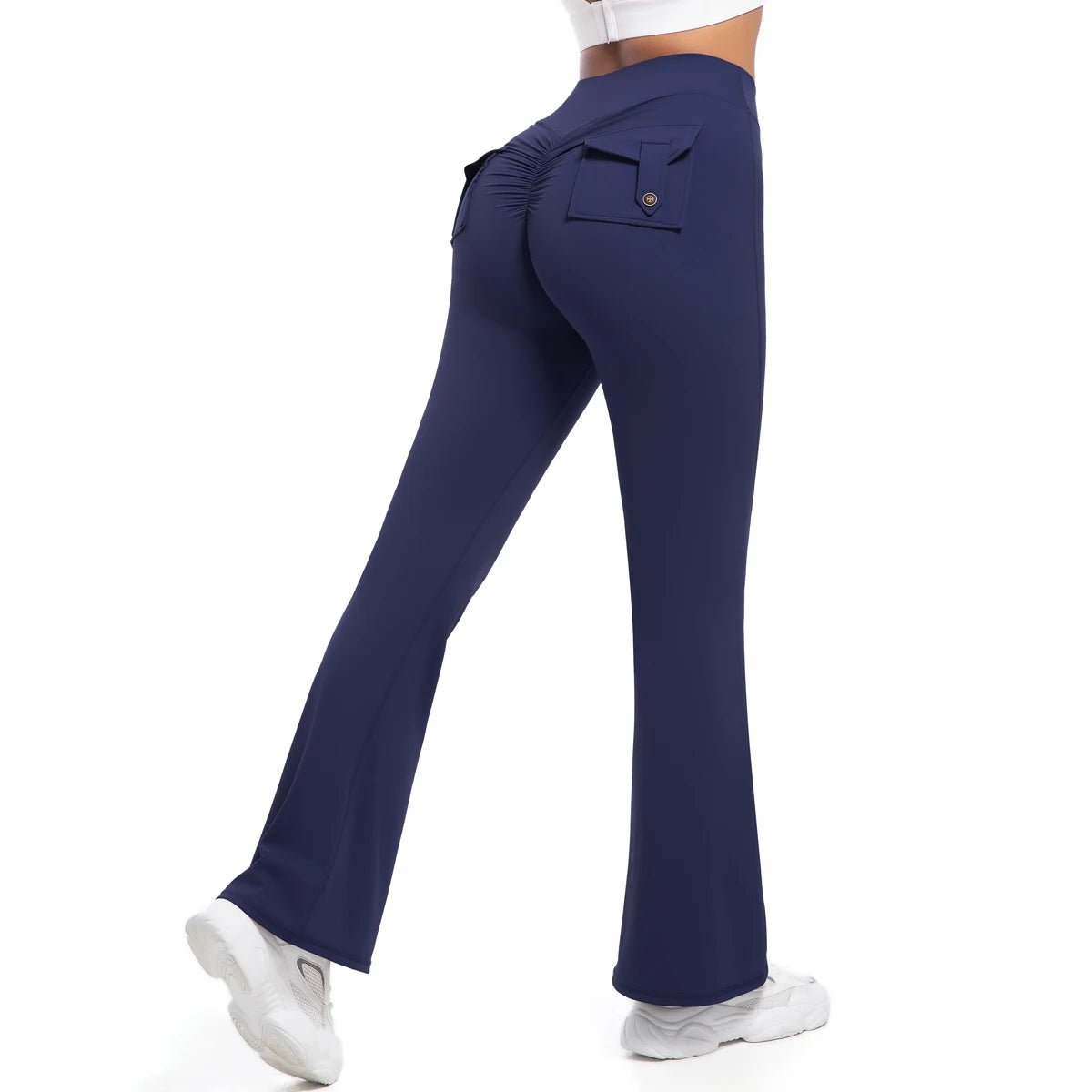 Women Flare pocket leggings high waist Breathable street style