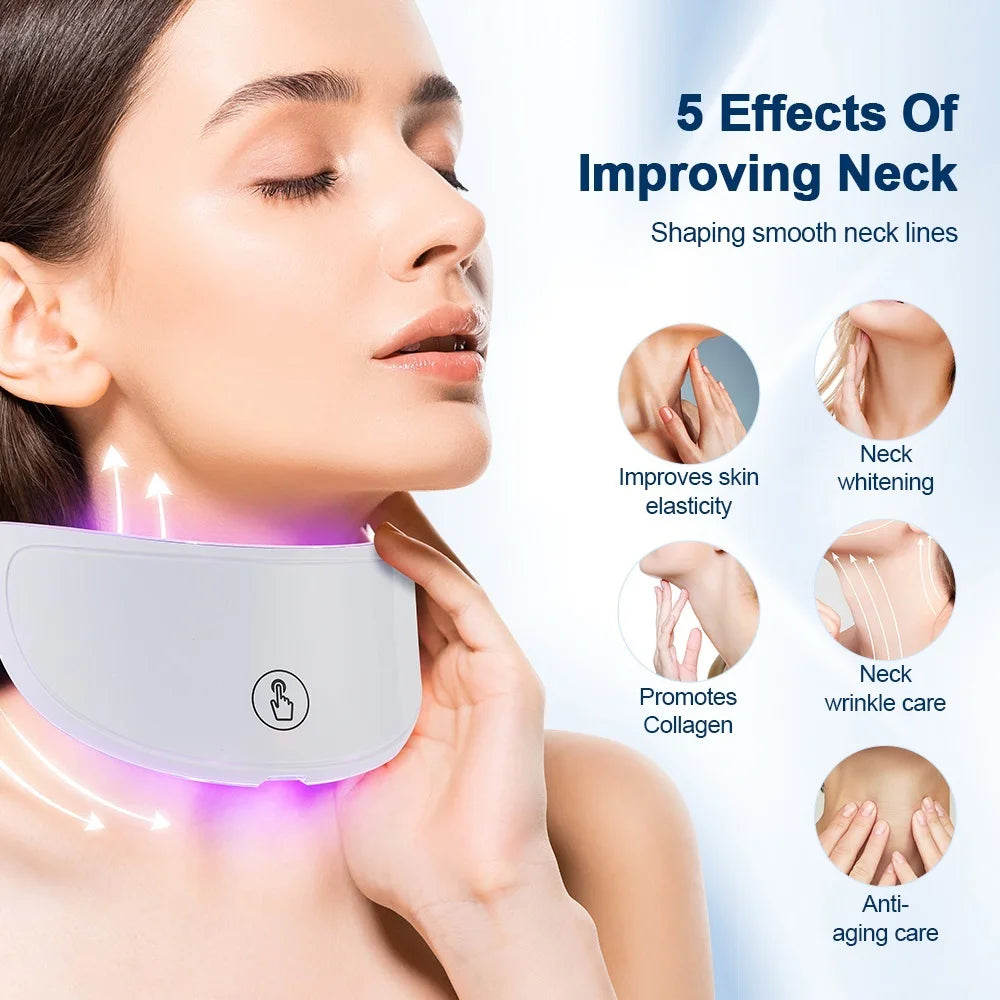 Chargeable 7 Color LED facial & neck light therapy mask anti lifting & whitening