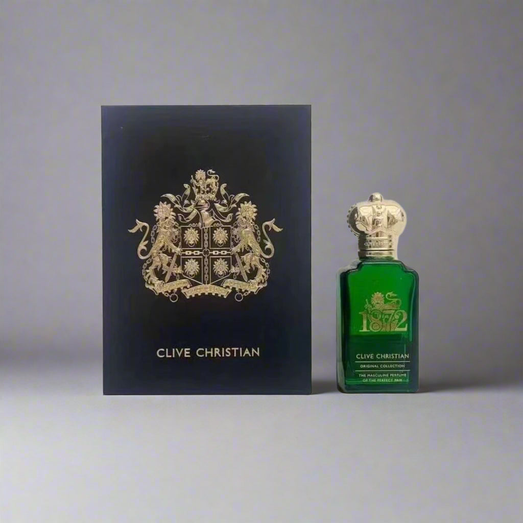 Clive Christian perfume bottle and packaging on a white background