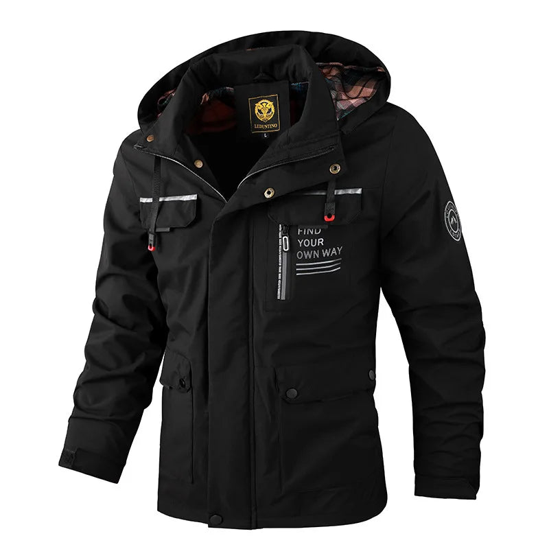 New stylish hooded windbreaker fleece lined jacket