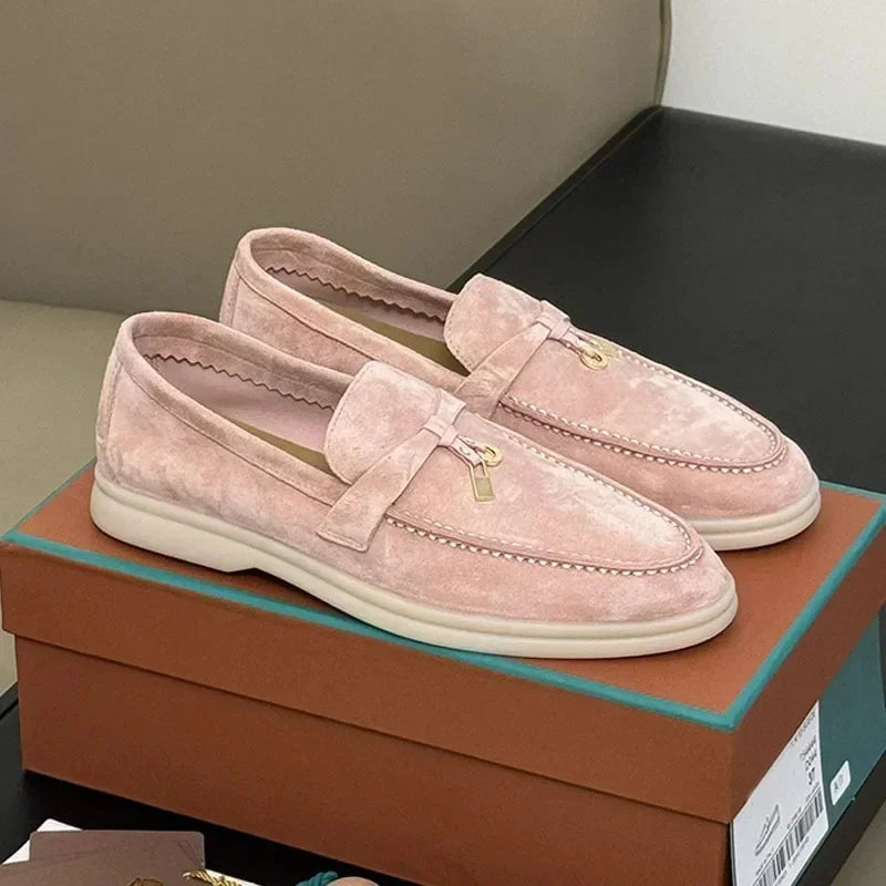 Classic british style loafers – flat fringe shoes with metal buckle