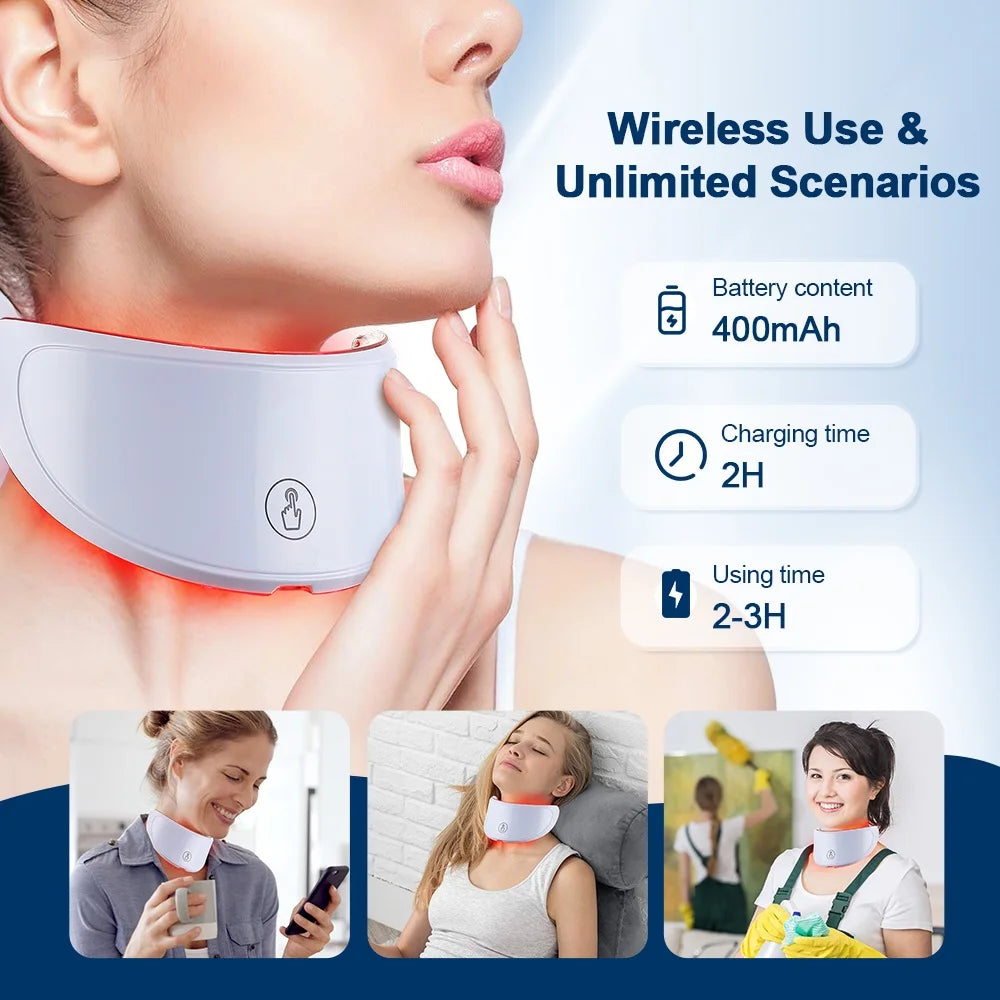 Chargeable 7 Color LED facial & neck light therapy mask anti lifting & whitening