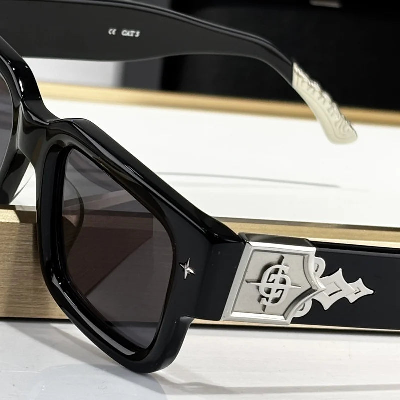 Getaway jet black thick acetatе high‑street shades luxury eyewear