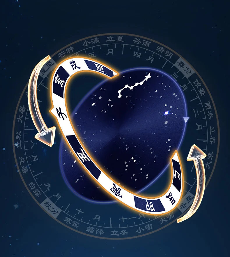 Heart-shaped design with starry night sky and Chinese characters on a dark background