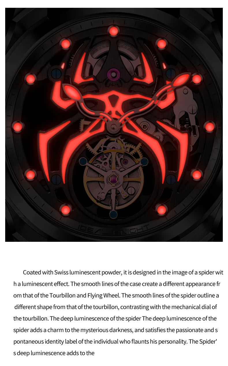 IDEAL KNIGHT automatic tourbillon skeleton flywheel luxury mechanical watch