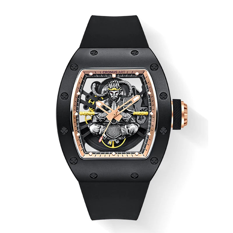 Cronus art automatic watch luminous skeleton monkey king design