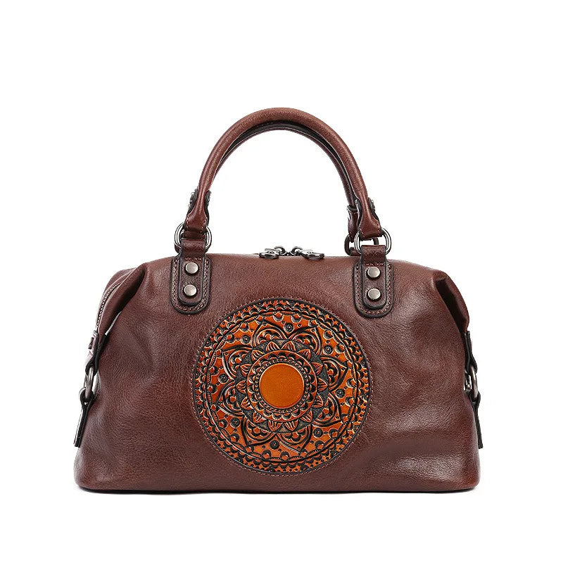 women genuine leather tote bag classic cowhide shoulder handbag with zipper