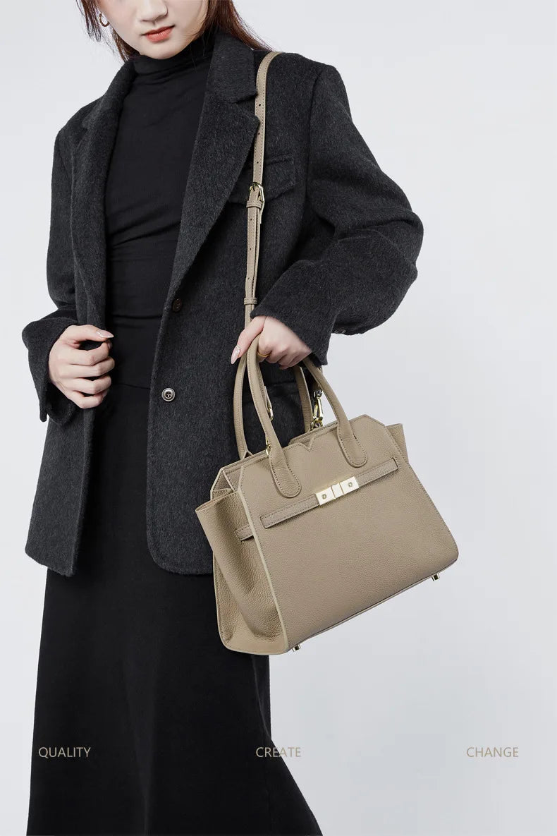 Classic leather tote bag for women new design genuine cowhide large capacity