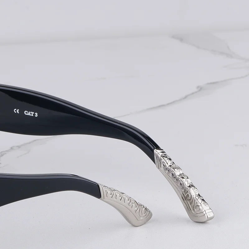 Getaway jet black thick acetatе high‑street shades luxury eyewear