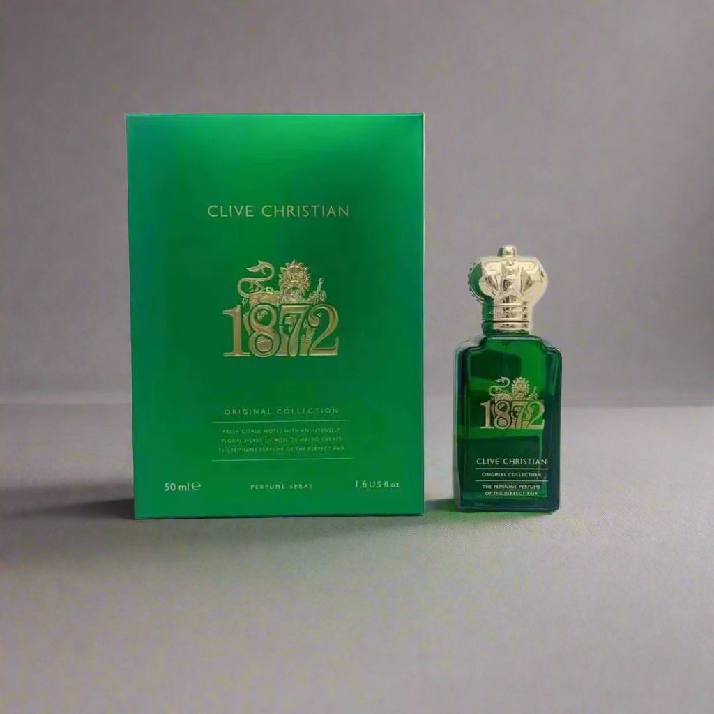 Clive Christian perfume bottle and packaging on a white background
