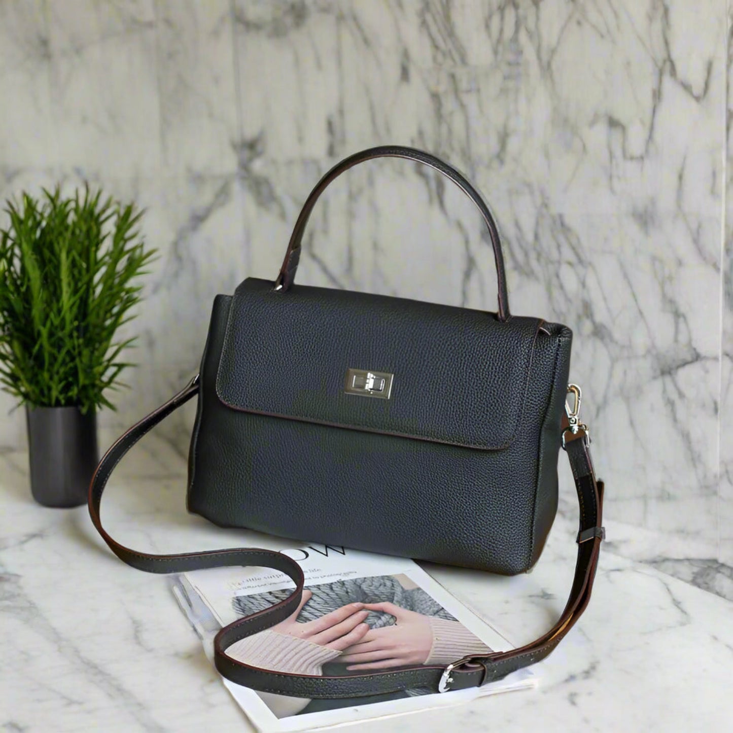 Vintage Leather Messenger Bag for Women – Designer Office Shoulder & Crossbody Purse,fg
