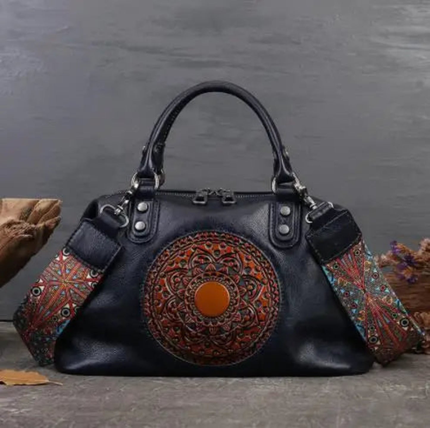women genuine leather tote bag classic cowhide shoulder handbag with zipper