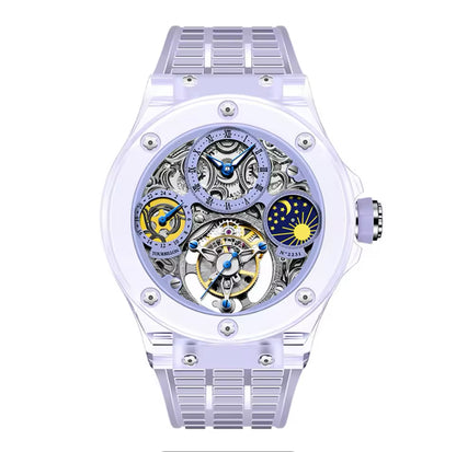 Haofa Crystal Flying Tourbillon Watch Moon Phase Mechanical Wristwatches