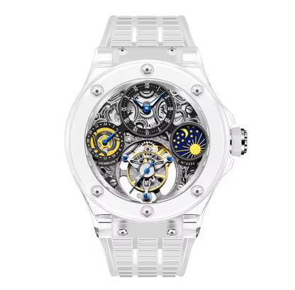 Haofa Crystal Flying Tourbillon Watch Moon Phase Mechanical Wristwatches