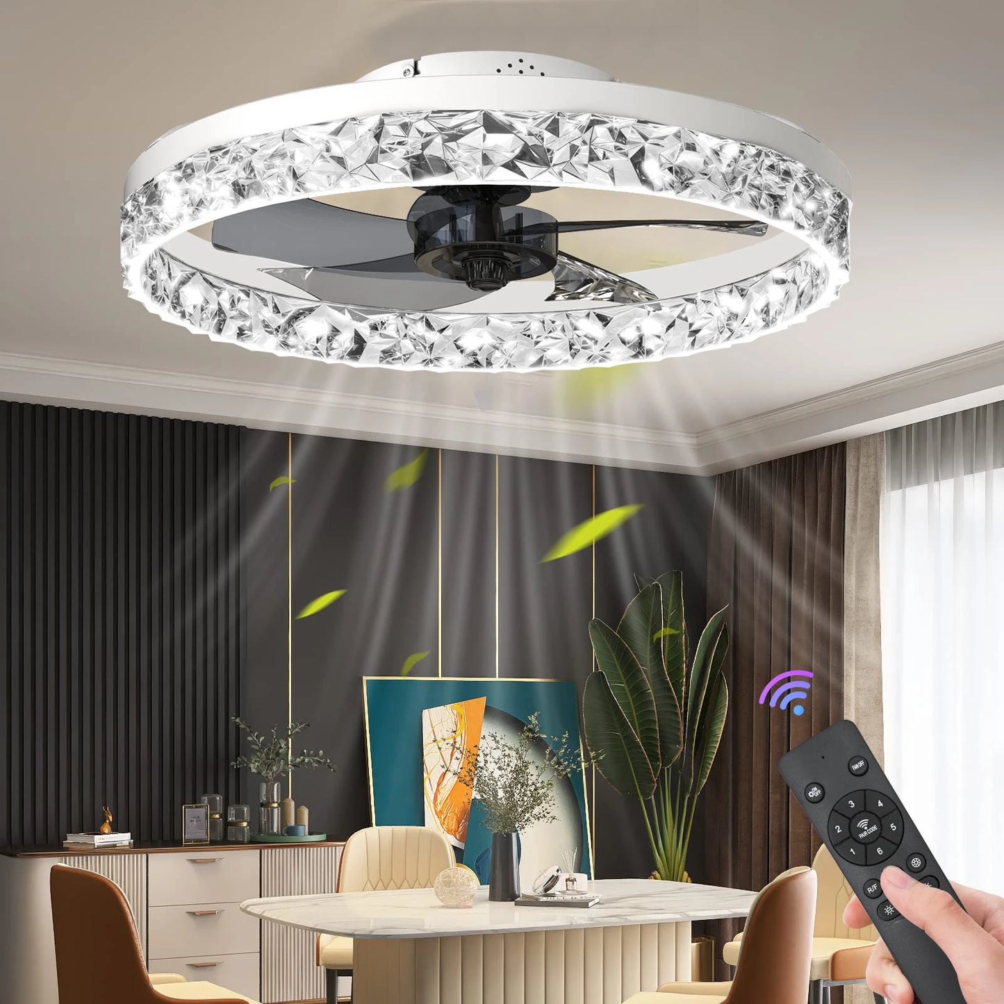 ceiling fan with led light and remote electric fan for home decoration