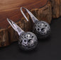 925 Sterling Silver women round natural stone simple vintage earrings fashion  jewellery