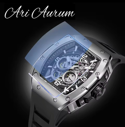 ARI AURUM Automatic Mechanical Luxury Watch Sapphire Stainless Steel Skeleton Watches