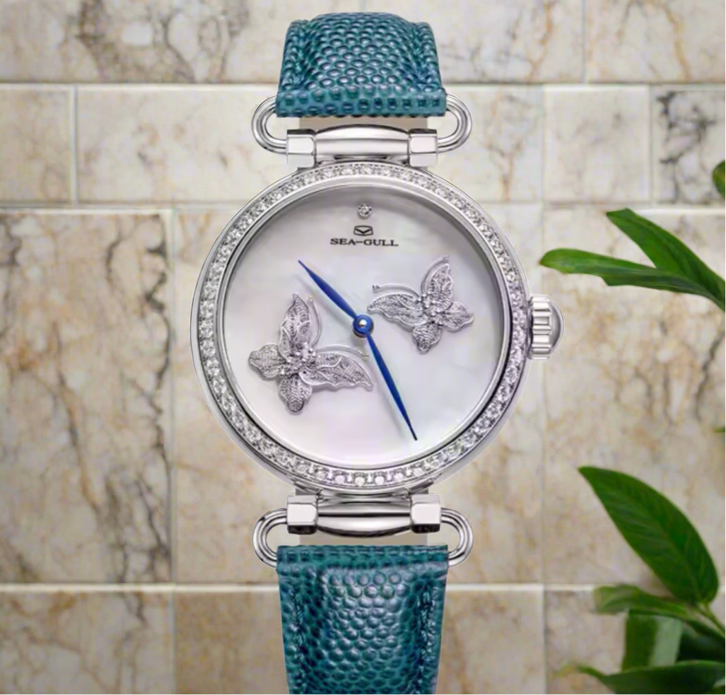 Sea-Gull perfect gift for women, crystal pearl Butterfly Filigree Craft Lady Watch