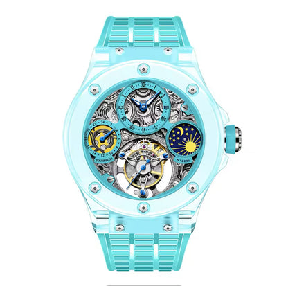 Haofa Crystal Flying Tourbillon Watch Moon Phase Mechanical Wristwatches