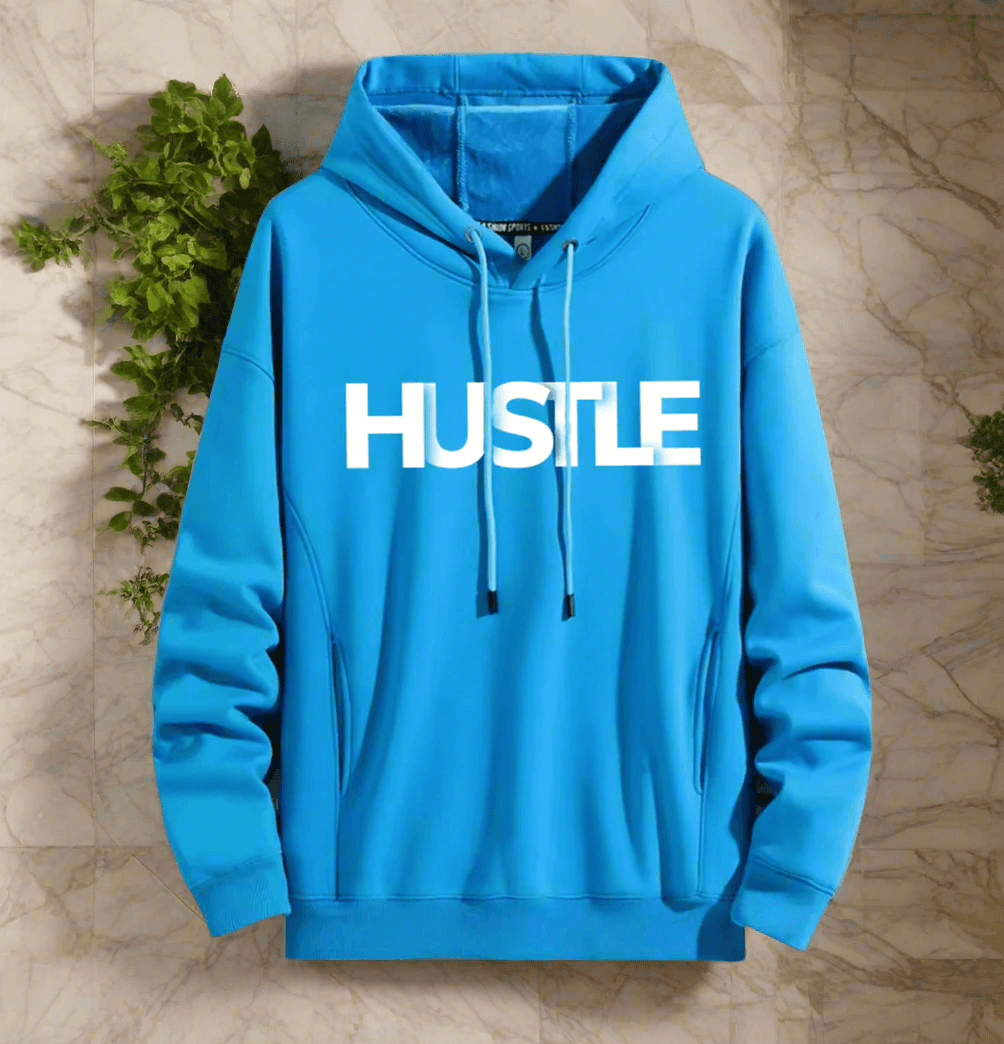 HUSTLE Art ,Winter plush hoodie warm and stylish for cold weather - ARI