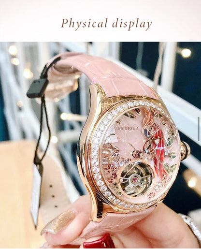 Women Luxury Fashion Watch Diamond Automatic Tourbillon Watch