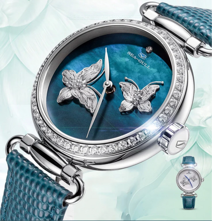 Sea-Gull perfect gift for women, crystal pearl Butterfly Filigree Craft Lady Watch