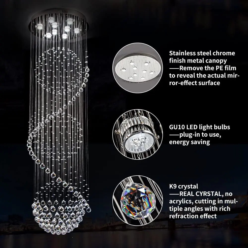 crystal luxury ceiling pendant lamp, silver,  for lofts, halls, stairs hotels , villa house