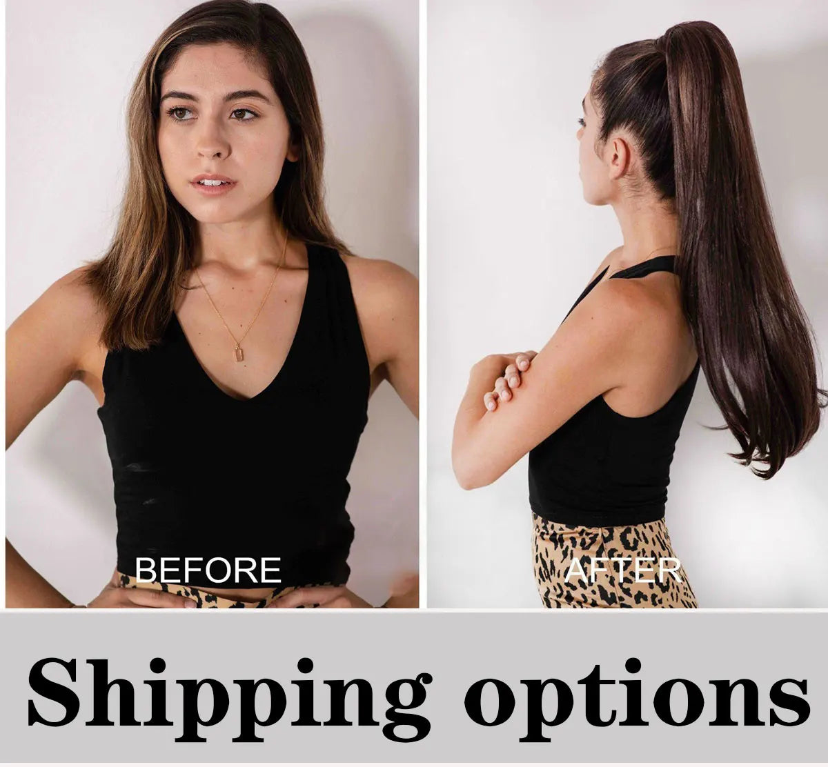 Ponytail Hair Extension Clip in Fake Wig Hairpiece  Long Smooth Overhead Pony Tail