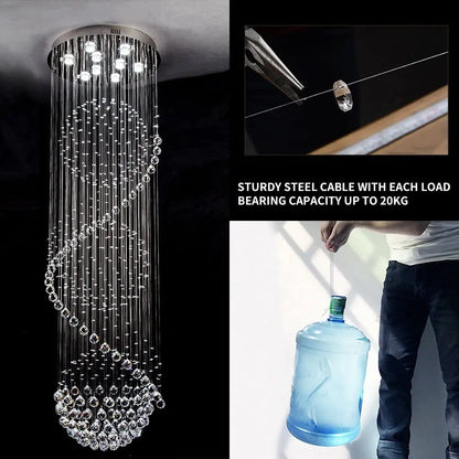 crystal luxury ceiling pendant lamp, silver,  for lofts, halls, stairs hotels , villa house