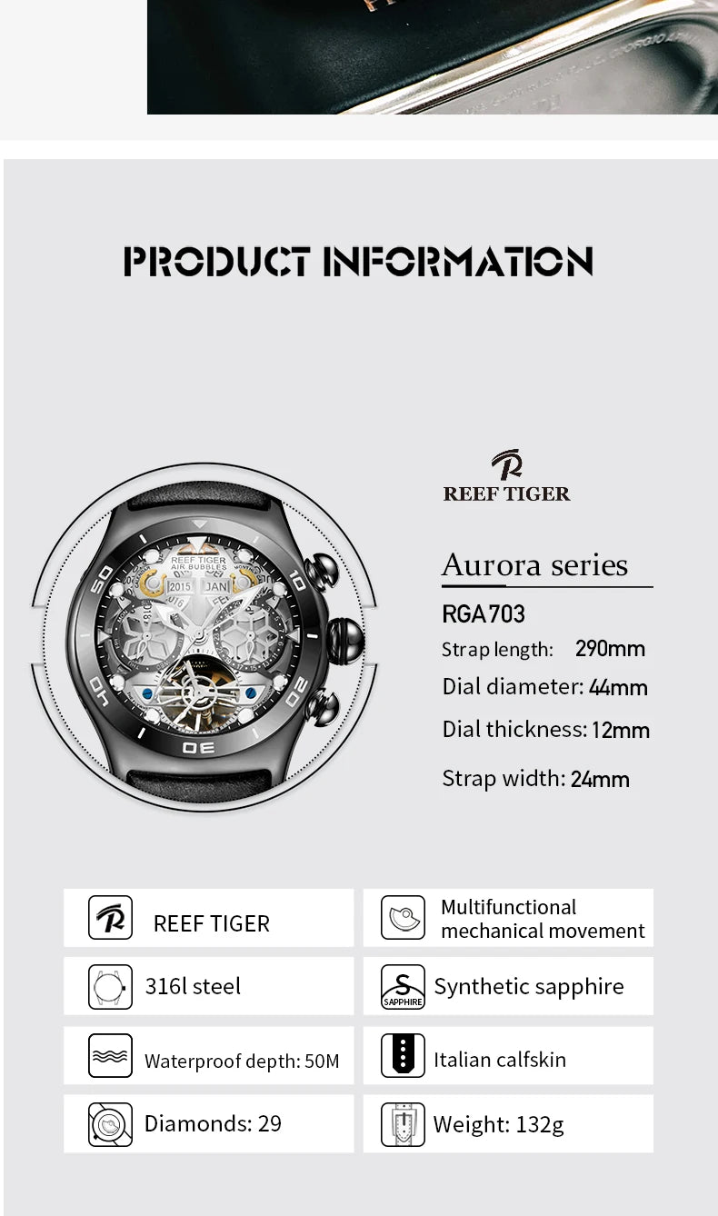 Reef Tiger Tourbillon  Automatic Watch  RGA703