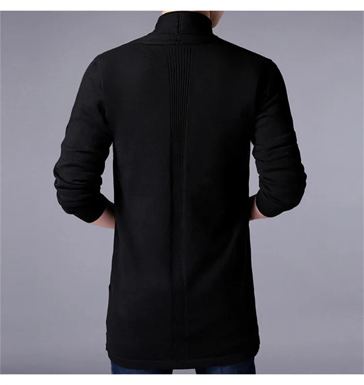 sweater coats men's slim long solid color knitted jacket fashion men's casual