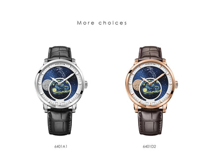 AGELOCER Original Astronomer oil painting steel strap men's luxury automatic moon phase watch