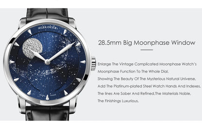 AGELOCER Original Astronomer oil painting steel strap men's luxury automatic moon phase watch