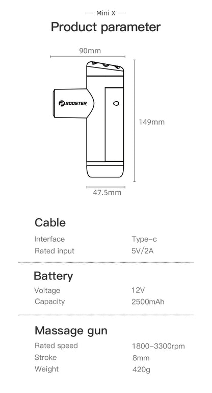 booster mini x massage gun - portable percussion massager