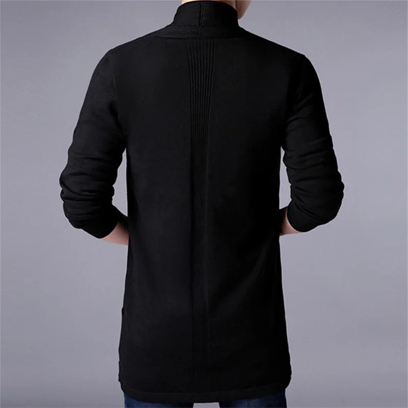 sweater coats men's slim long solid color knitted jacket fashion men's casual