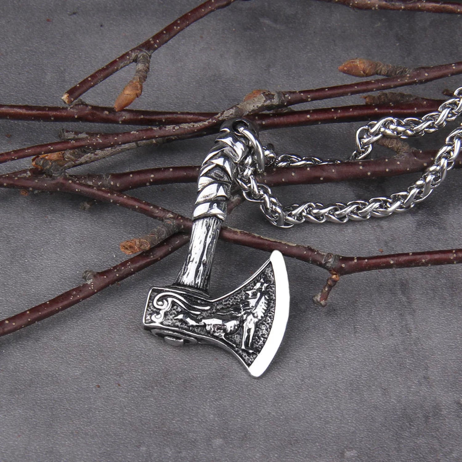 Never fade wolf and raven slavic wild amulet talisman viking necklace, norse turkish  jewelry,h