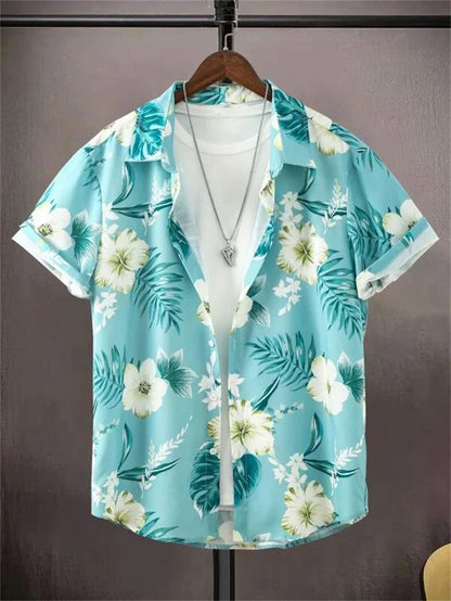 Hawaiian top men's clothing street party men's shirt breathable